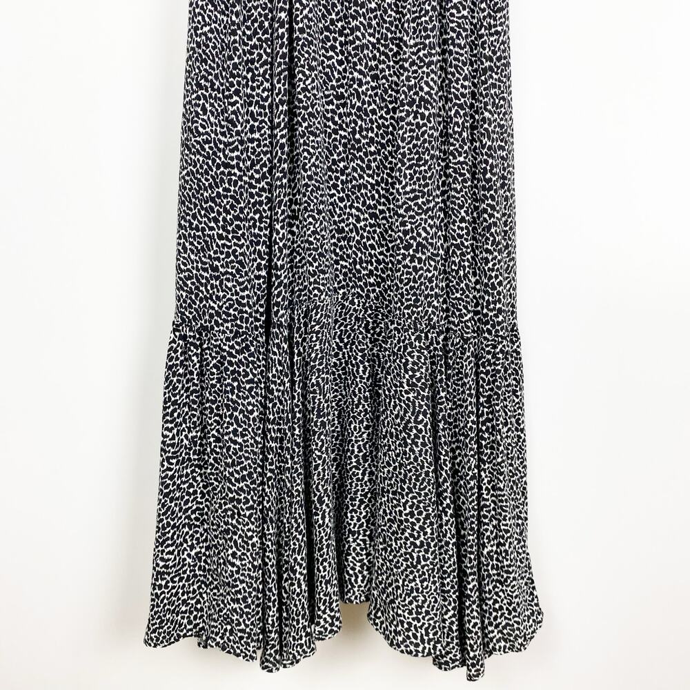 By Anthropologie Animal Print Sundress Ruffle Black and White Womens Size 0 - Picture 11 of 12